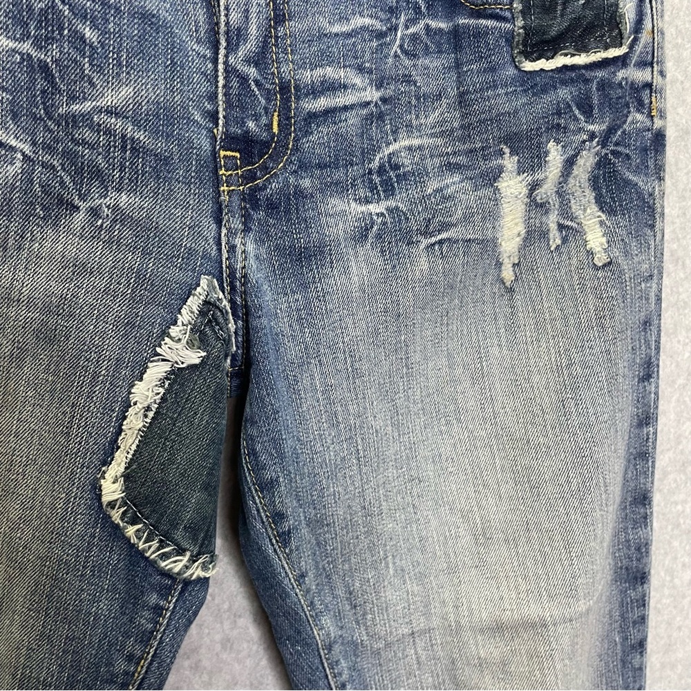 Bebe Y2k Patchwork Rolled Hem Heavy Stitching Cro… - image 3